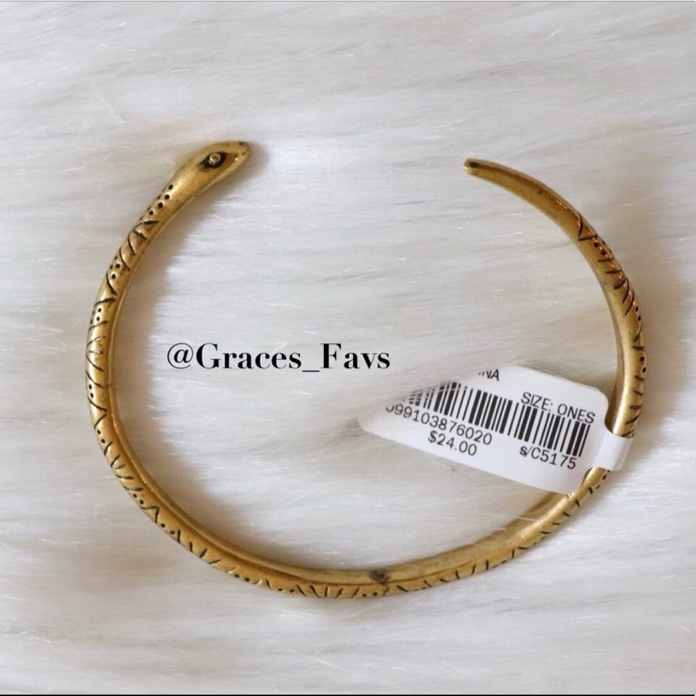 Madewell Gold Snake Cuff Brass Open End Boho Bracelet NWT